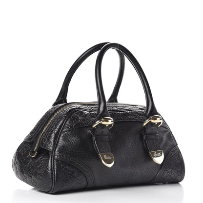 Gucci Calfskin Guccissima Signoria Bowler Bag Black 3 of 11
