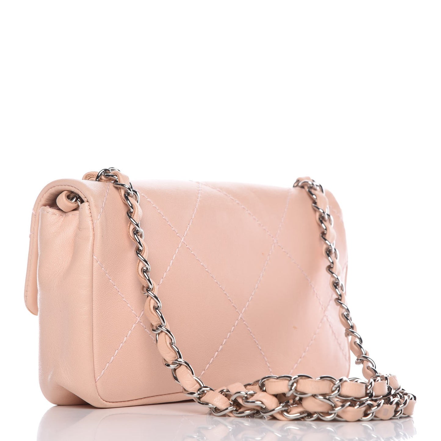 Lambskin Diamond Stitched CC Flap Pink