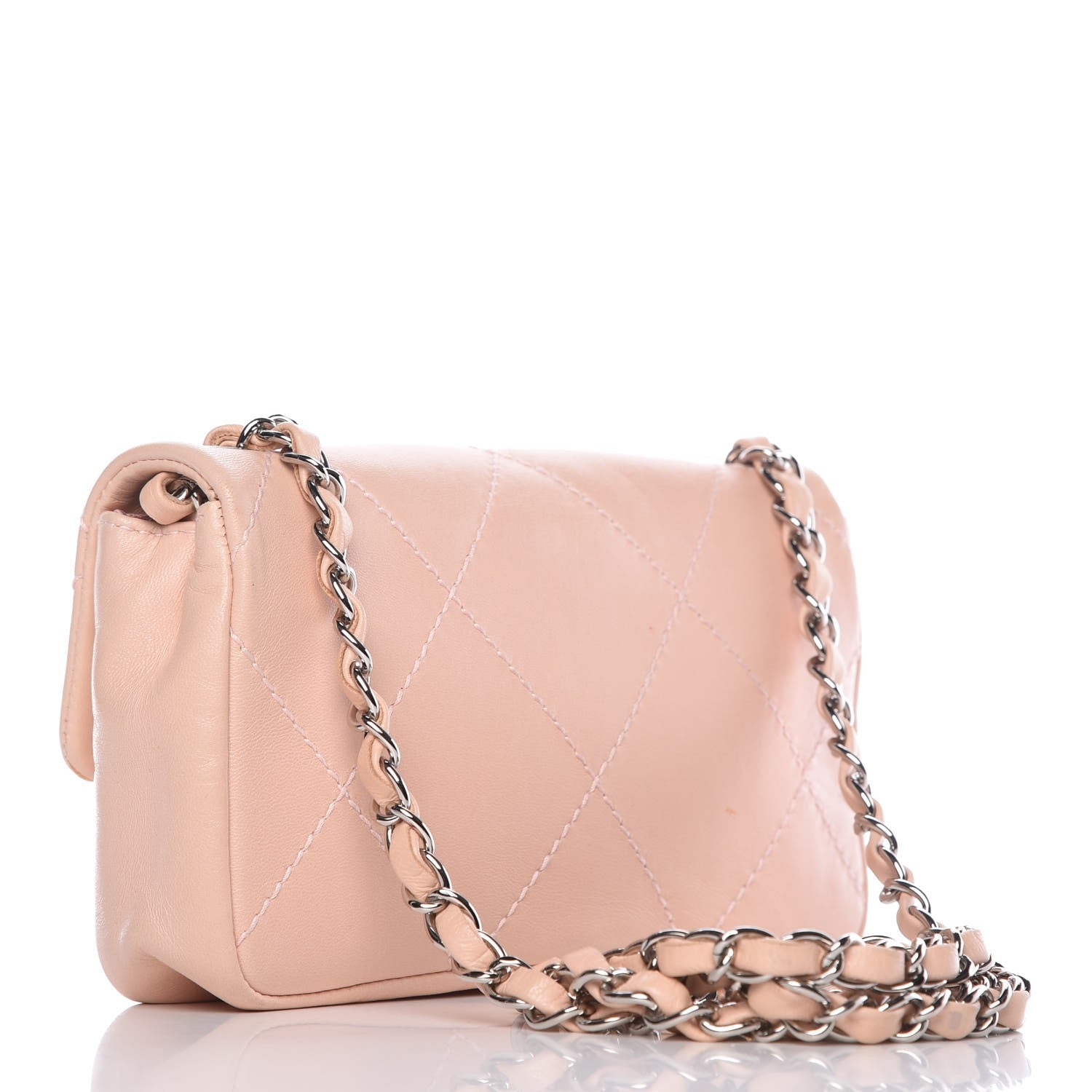 Chanel Lambskin Diamond Stitched CC Flap Pink 3 of 13