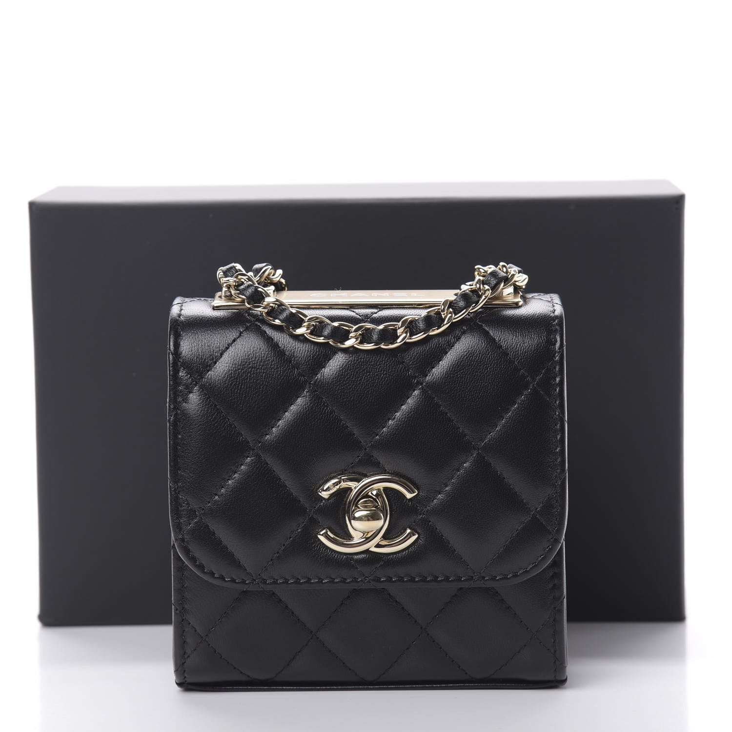 Chanel Lambskin Quilted Mini Trendy CC Chain Wallet Black 11 of 11