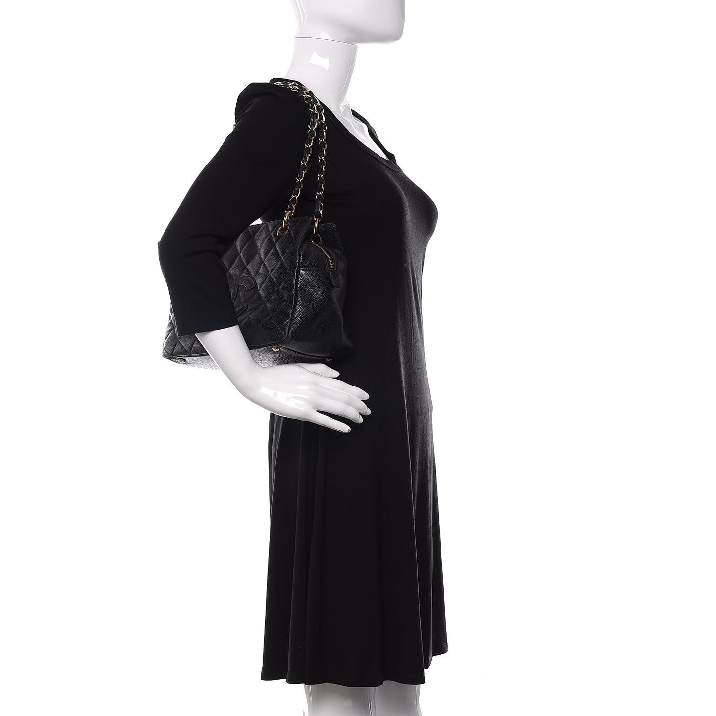 Caviar Quilted Petit Timeless Tote PTT Black