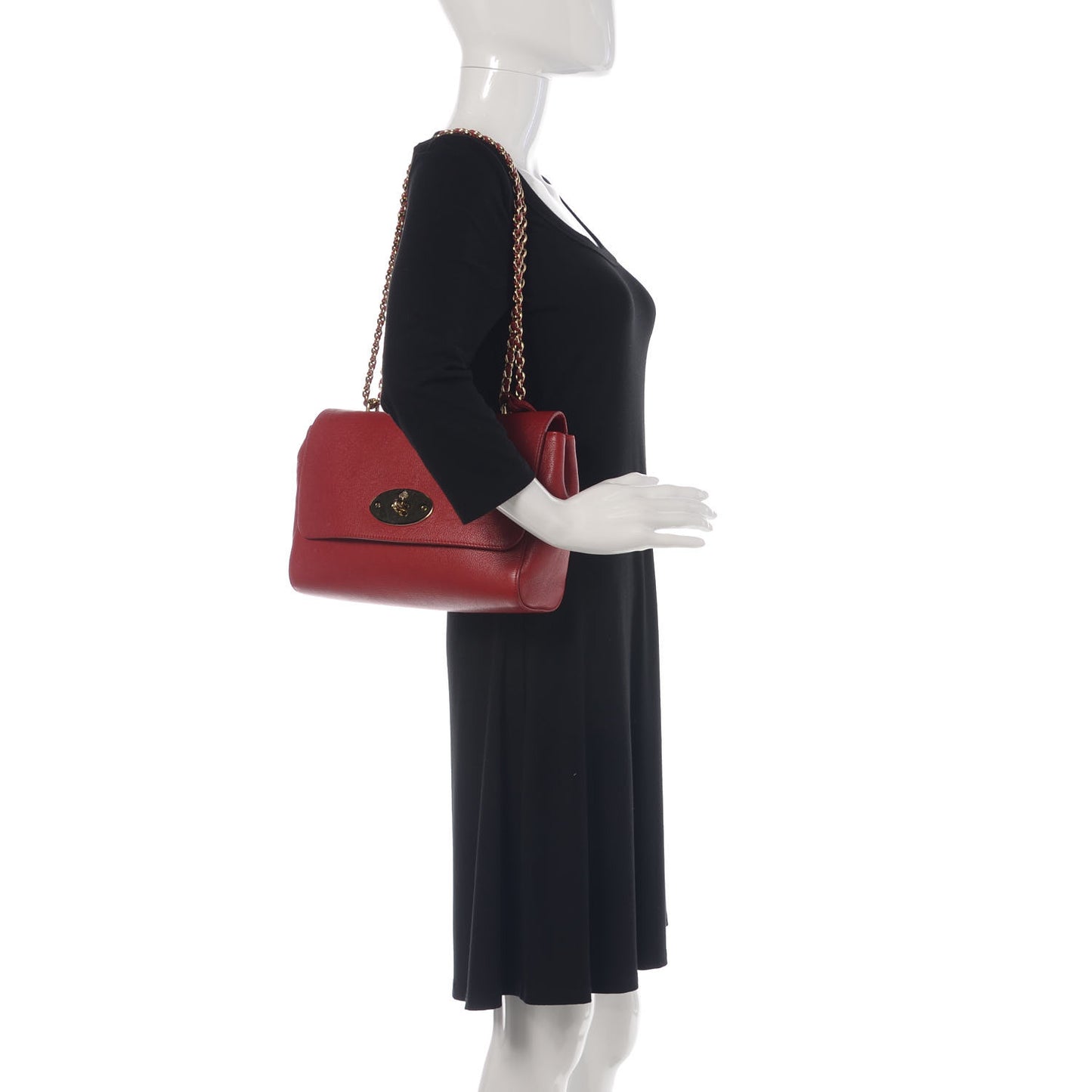 Small Classic Grain Calfskin Medium Lily Flap Scarlet