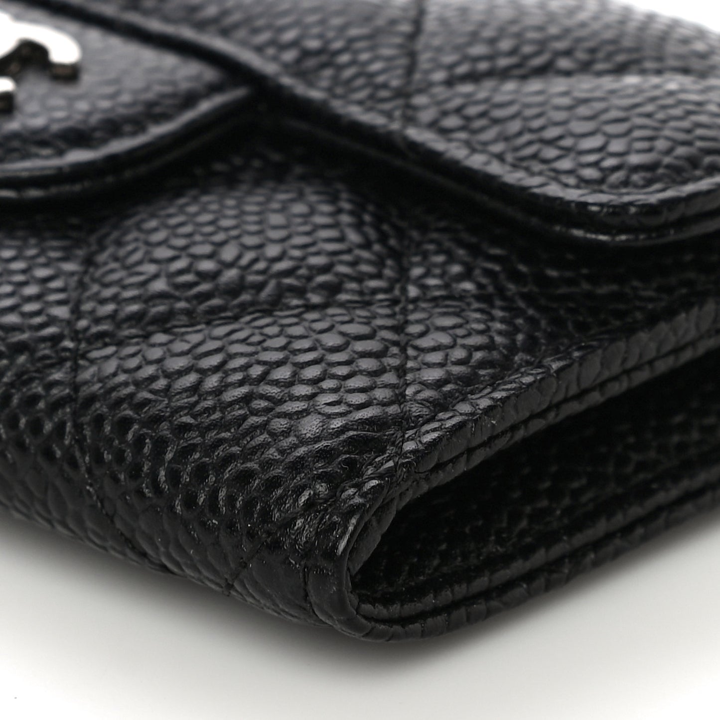 Caviar Quilted Flap Card Holder Black