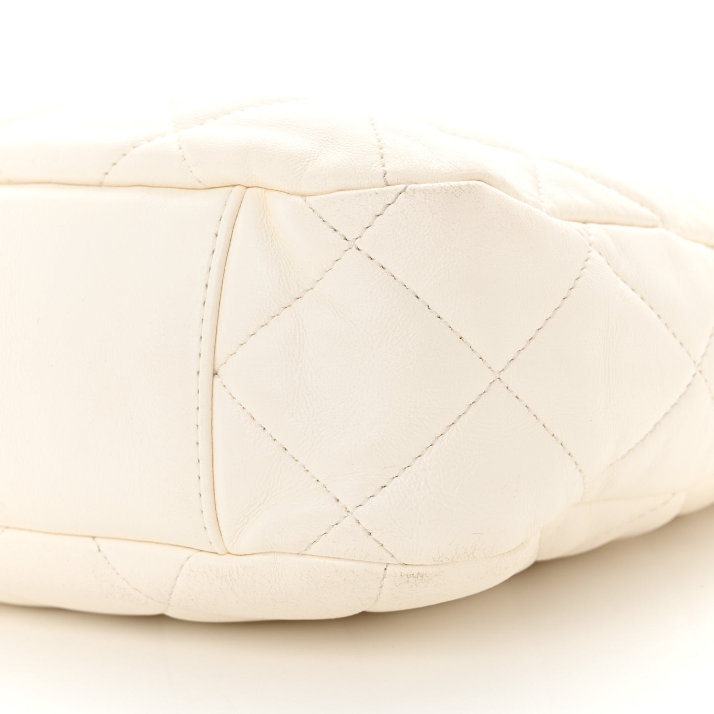 Lambskin Quilted Large CC Funky Town Hobo White