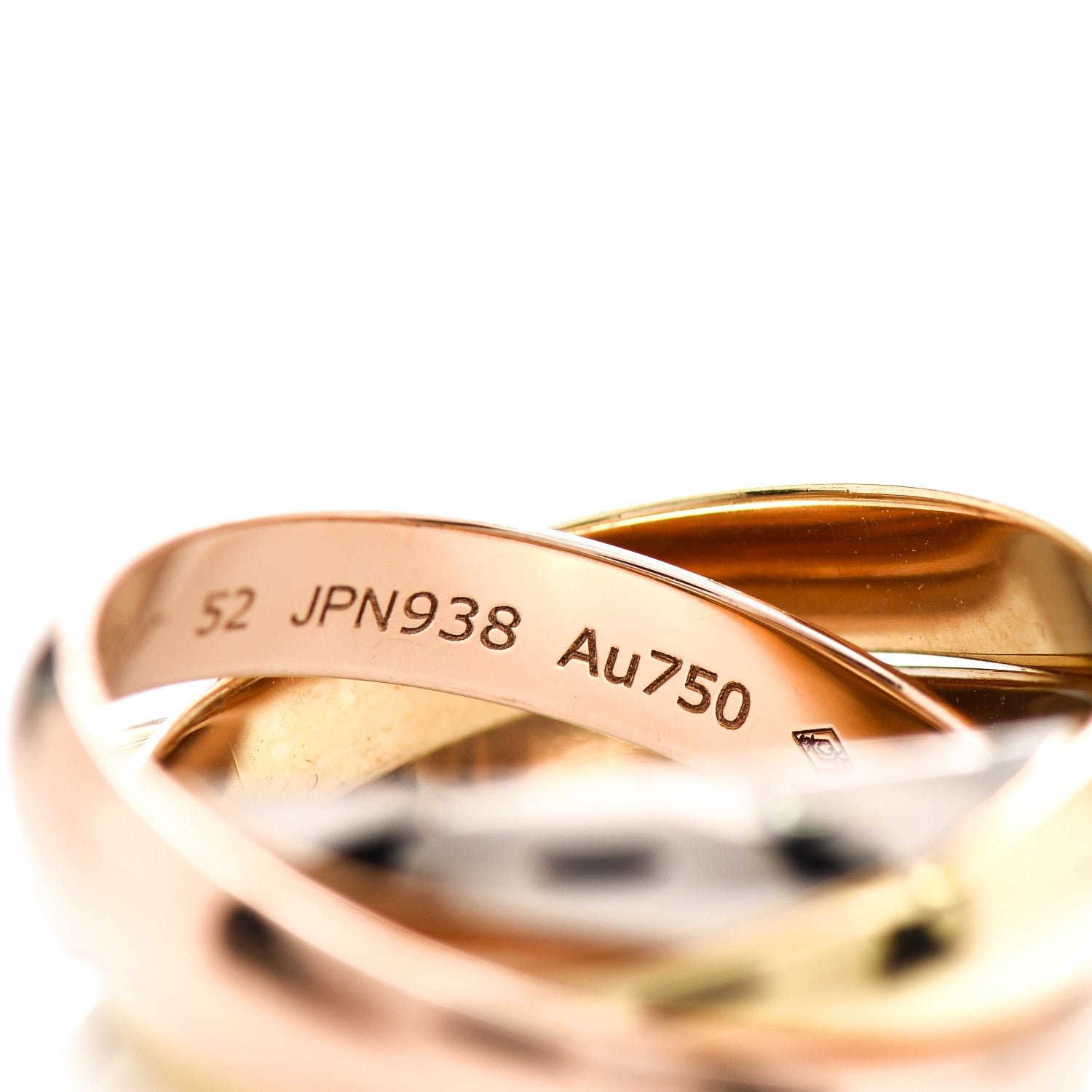 Cartier 18K Pink Yellow White Gold Trinity Ring 52 6 4 of 5