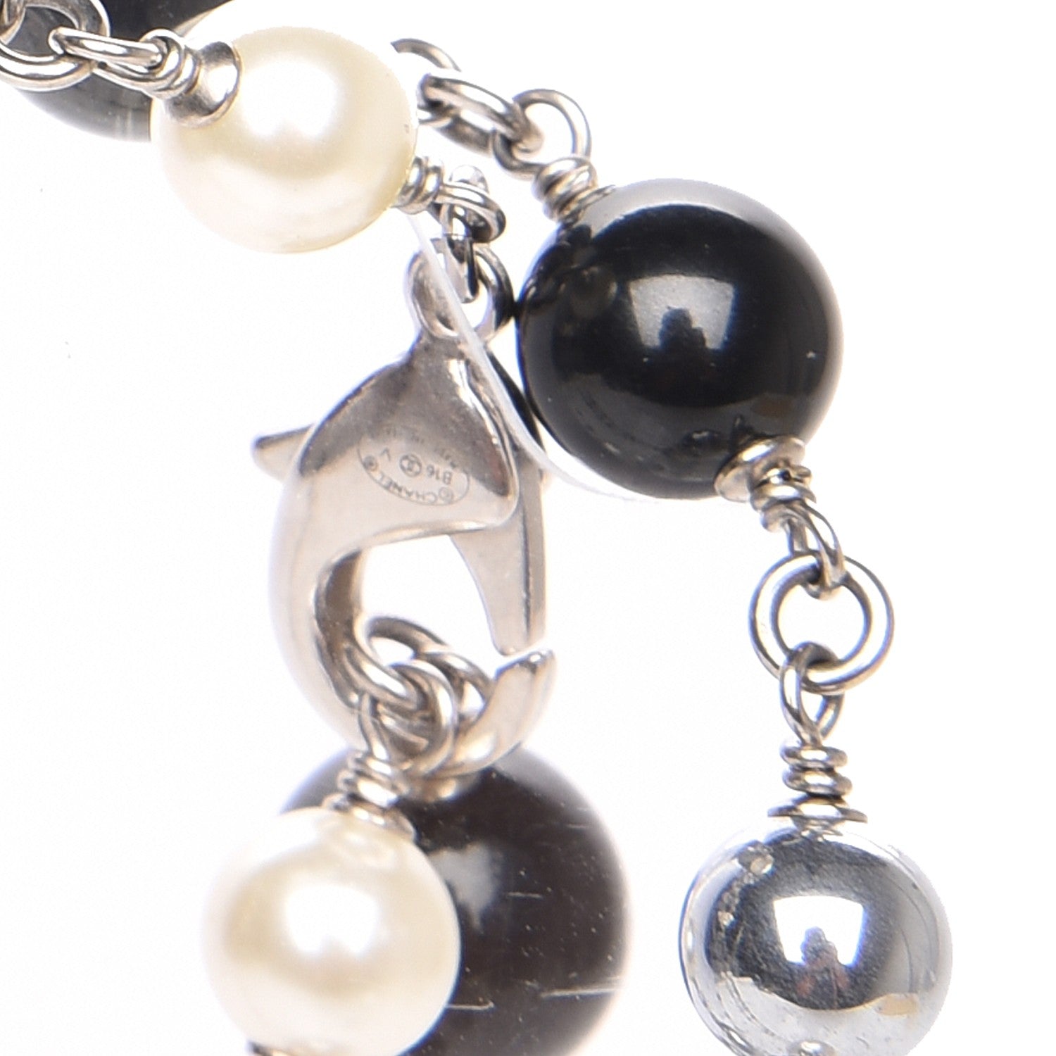 Chanel Pearl Beaded CC Long Necklace Black 5 of 6