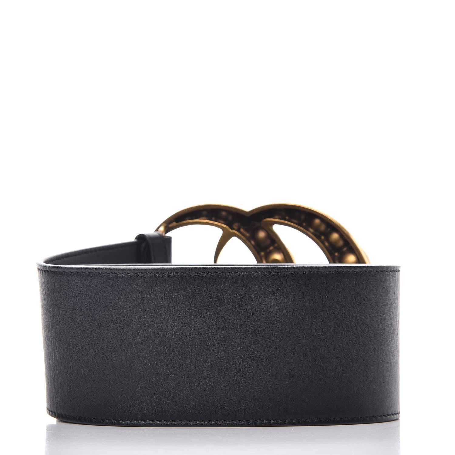 Gucci Moon Calfskin Pearl Double G 70mm Belt 85 34 Black Cream 3 of 7