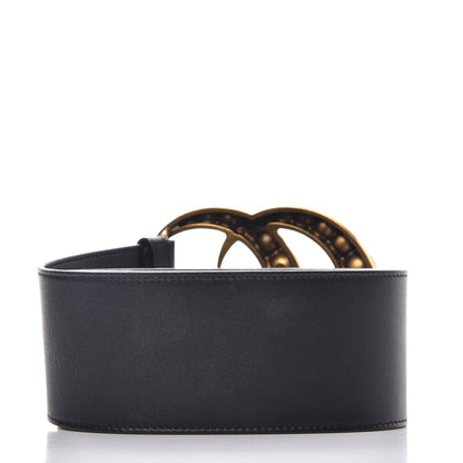 Gucci Moon Calfskin Pearl Double G 70mm Belt 85 34 Black Cream 3 of 7