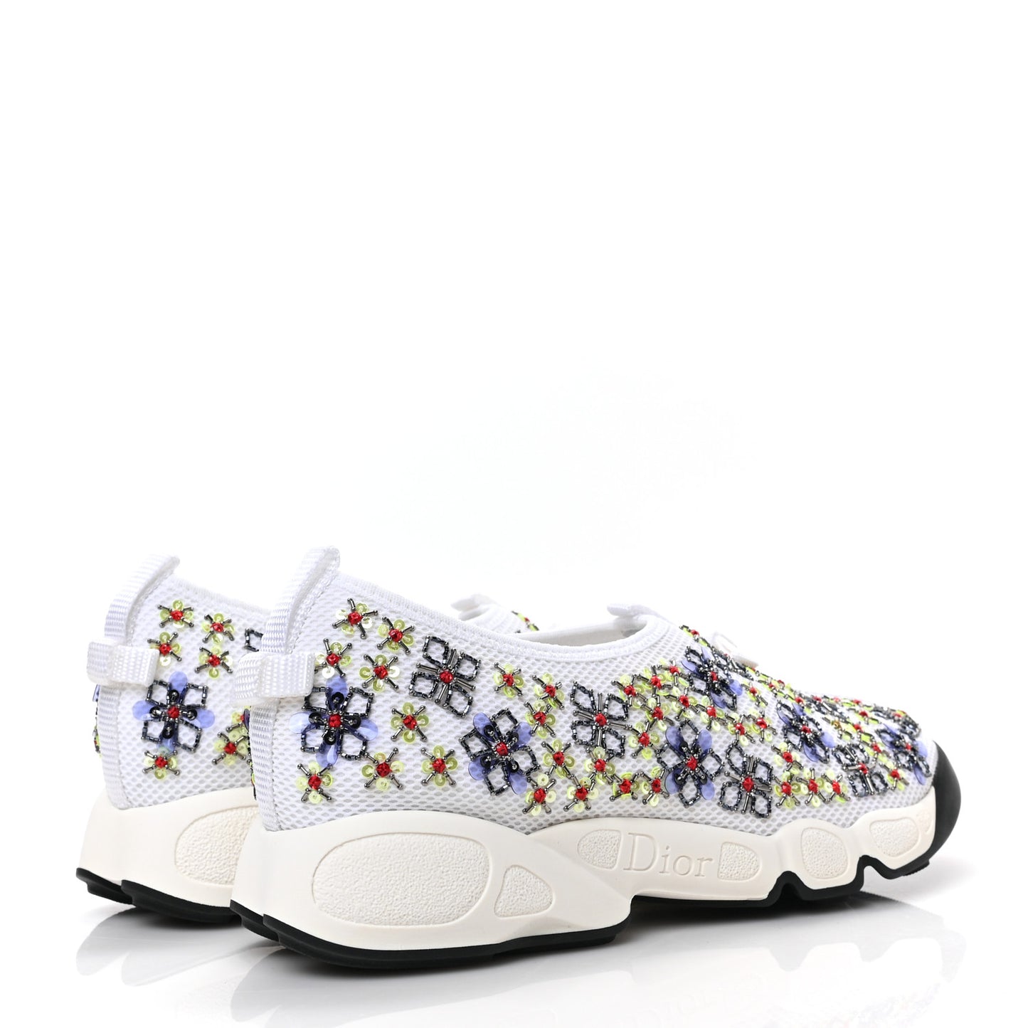 Technical Canvas Embellished Dior Fusion Sneakers 37 White Multicolor