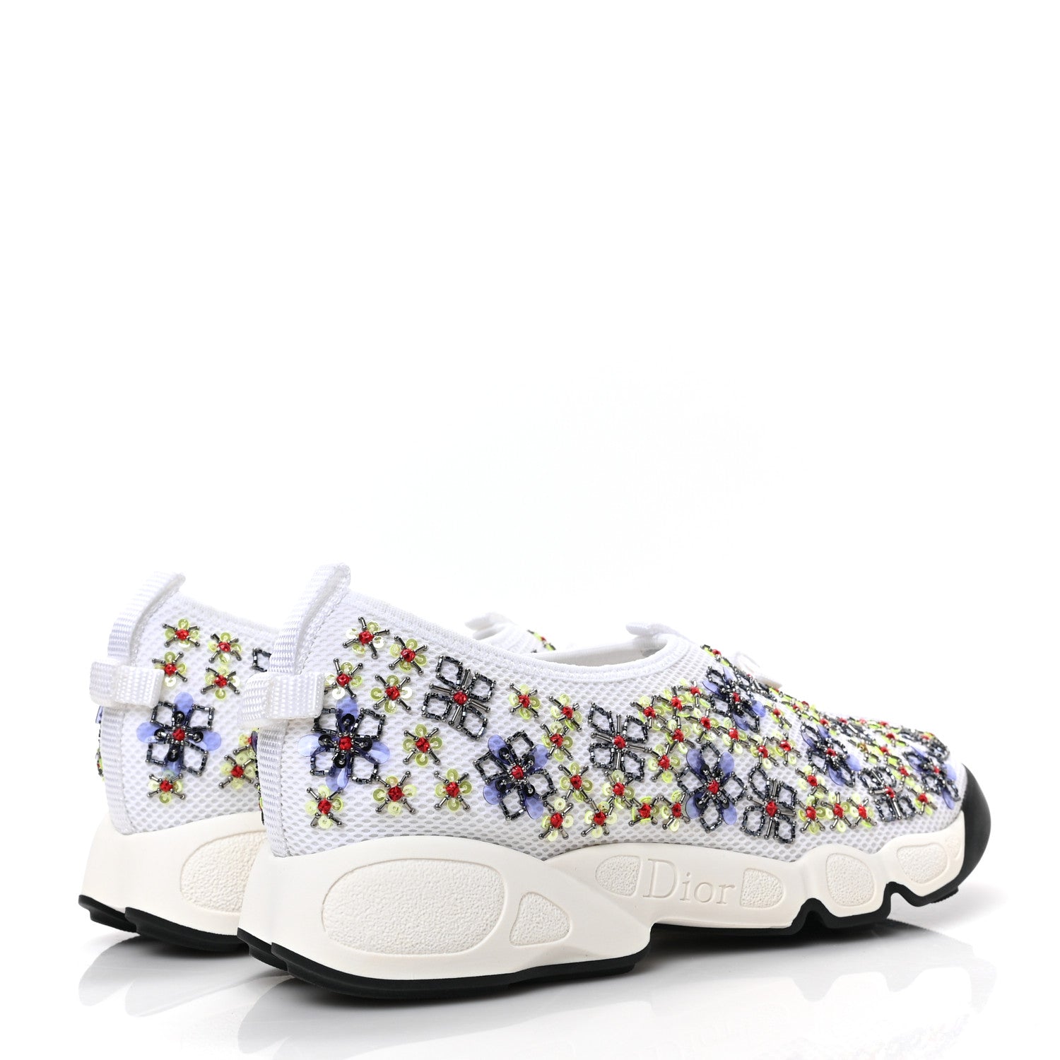 Christian Dior Technical Canvas Embellished Dior Fusion Sneakers 37 White Multicolor 4 of 8