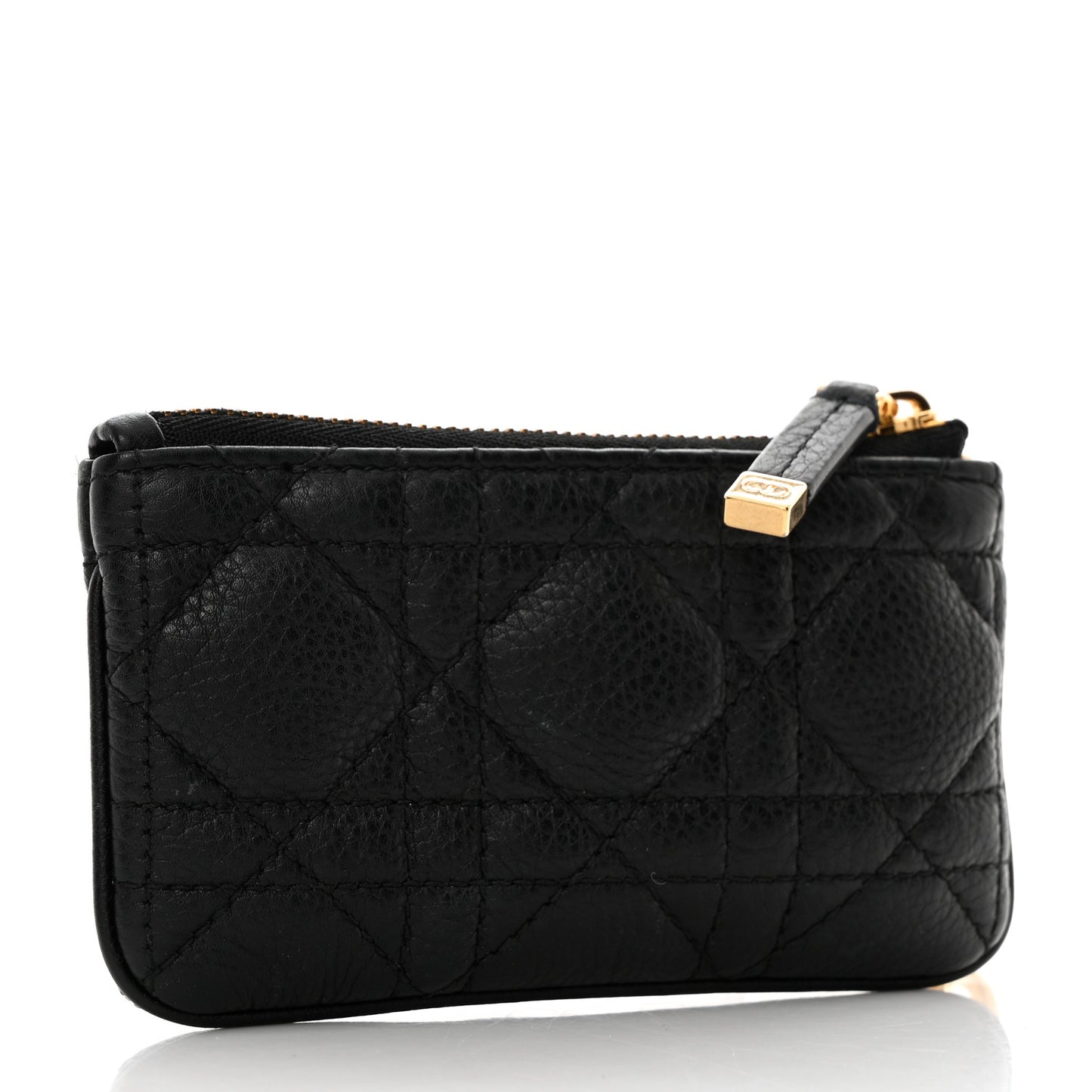 Supple Calfskin Cannage Caro Zipped Key Case Black Black
