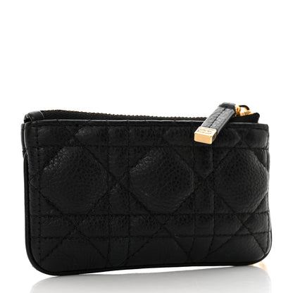 Christian Dior Supple Calfskin Cannage Caro Zipped Key Case Black Black 3 of 7