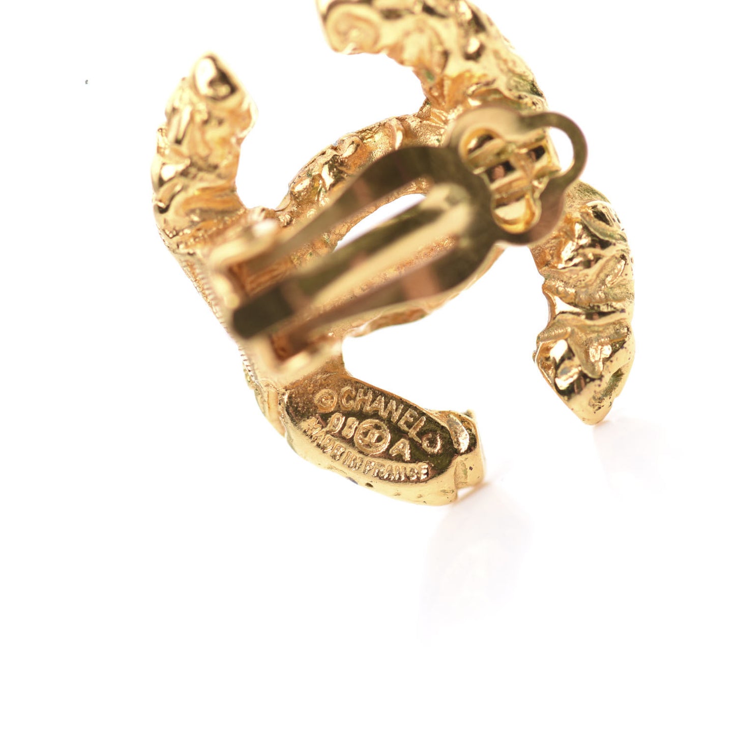 Textured CC Clip On Earrings Gold