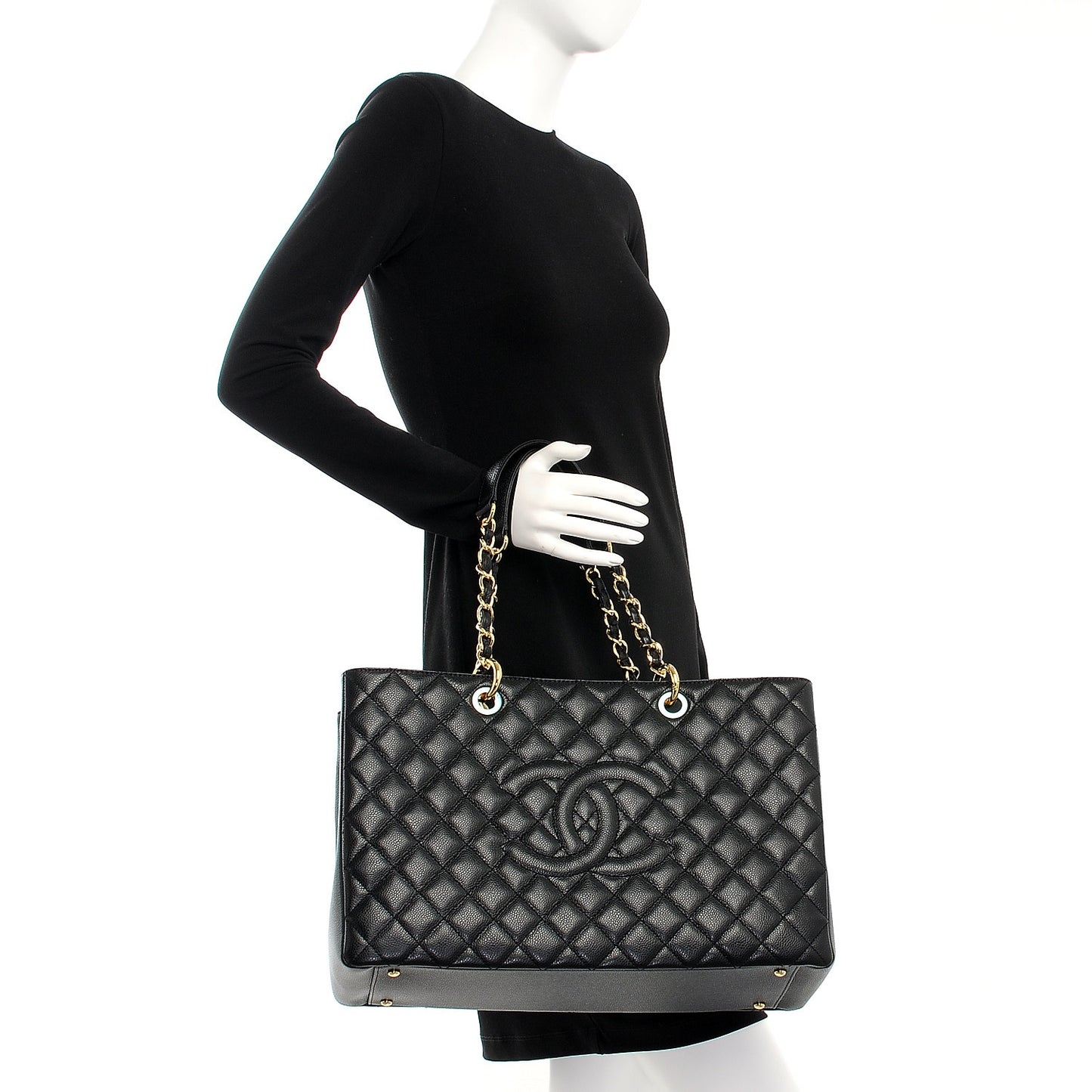 Caviar Quilted XL Grand Shopping Tote GST Black