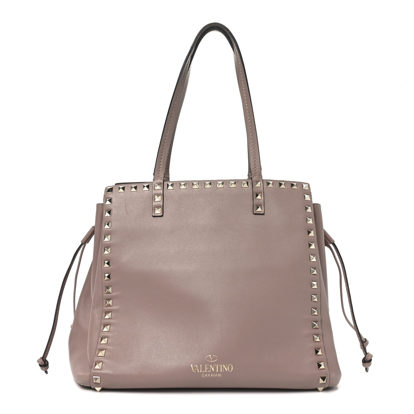 Nappa Rockstud Double Handle Cinch Tote Poudre