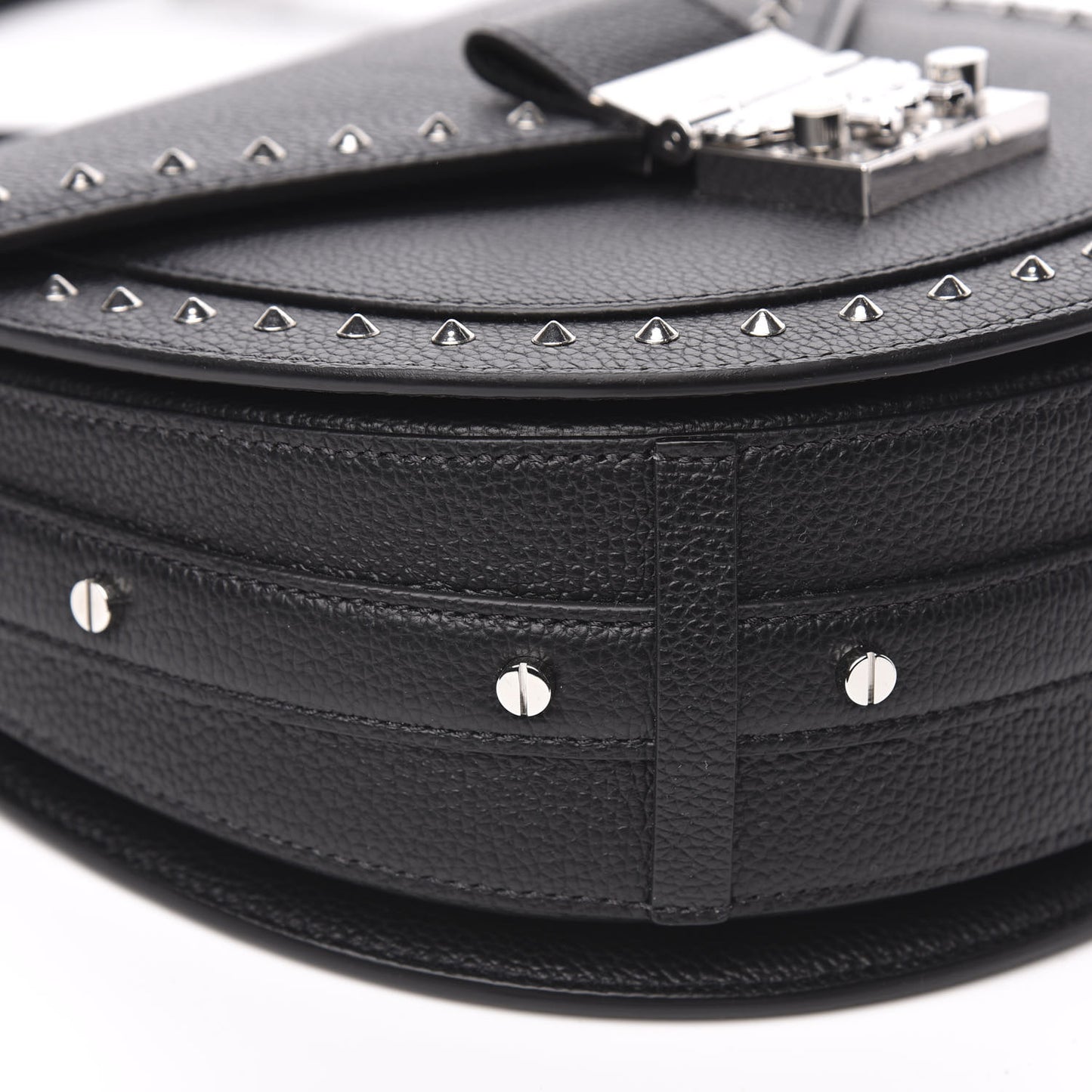 Grained Calfskin Small Patricia Studded Crossbody Bag Black