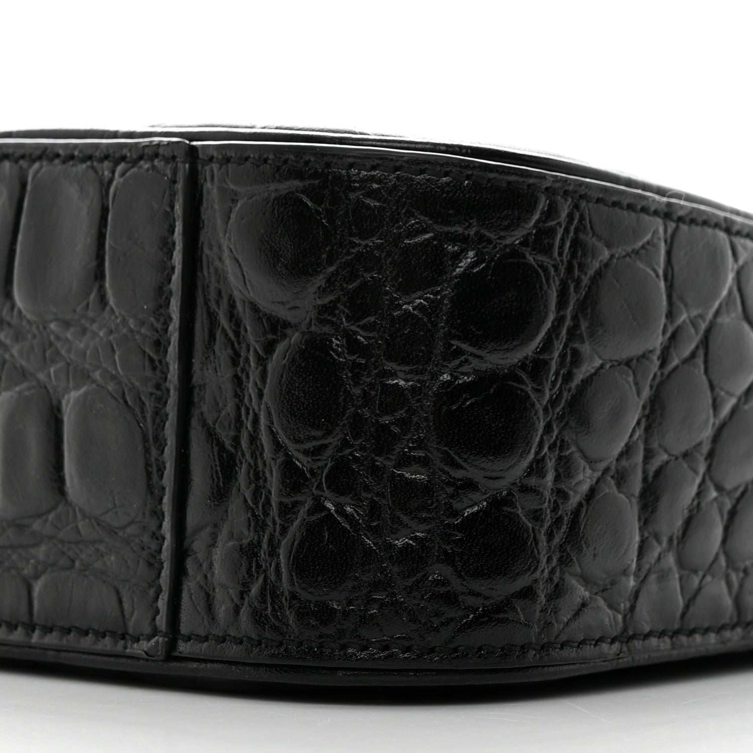 Saint Laurent Calfskin Crocodile Embossed LE 5 A 7 Hobo Black 10 of 10