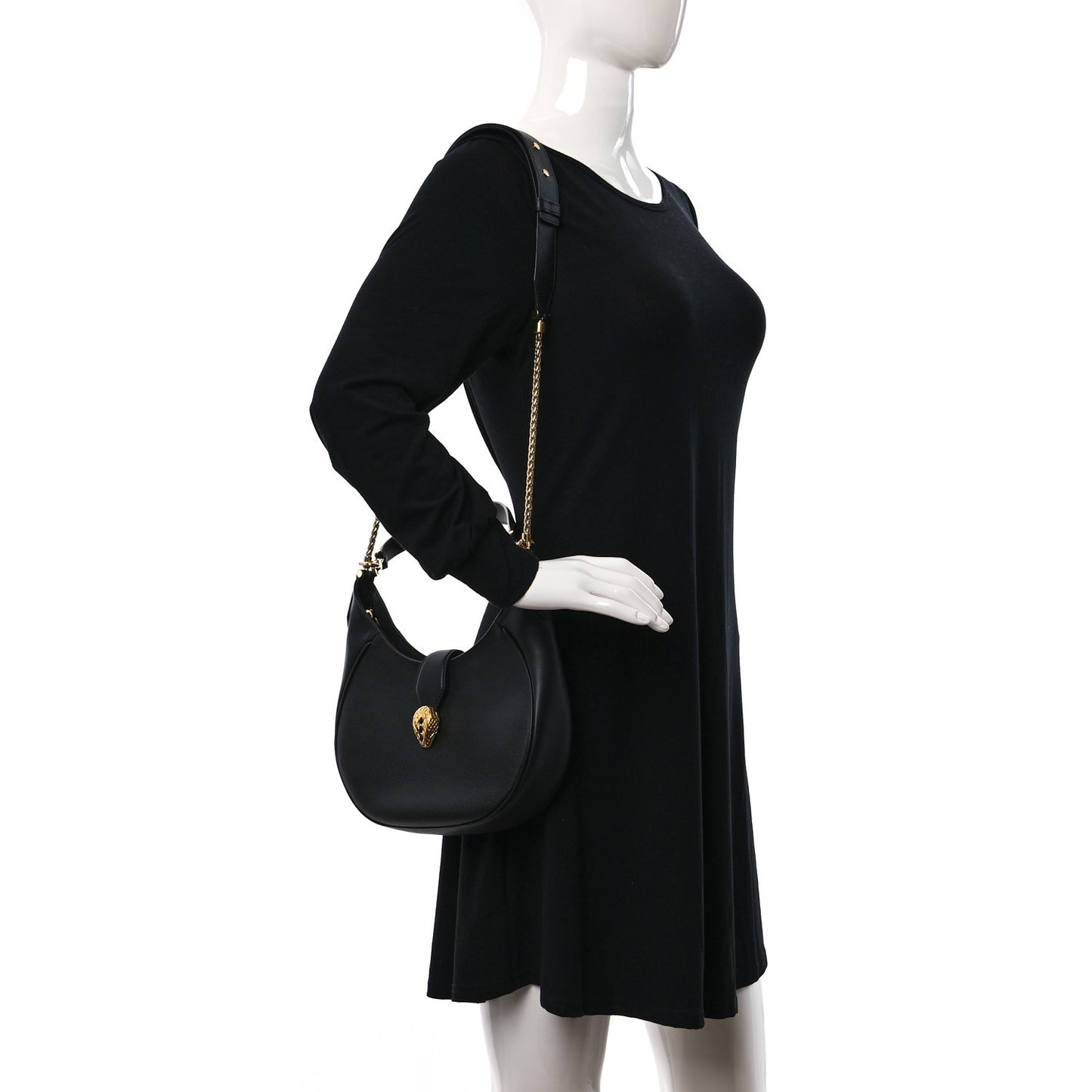 Urban Grain Smooth Calfskin Serpenti Ellipse Shoulder Bag Black