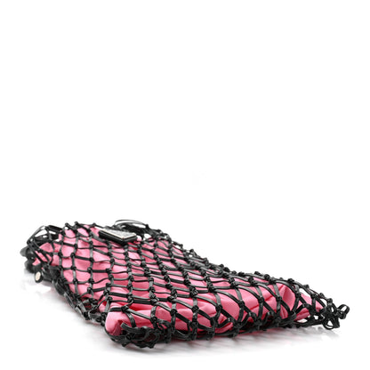 Prada Satin Net Bucket Bag Fuxia Black 4 of 8