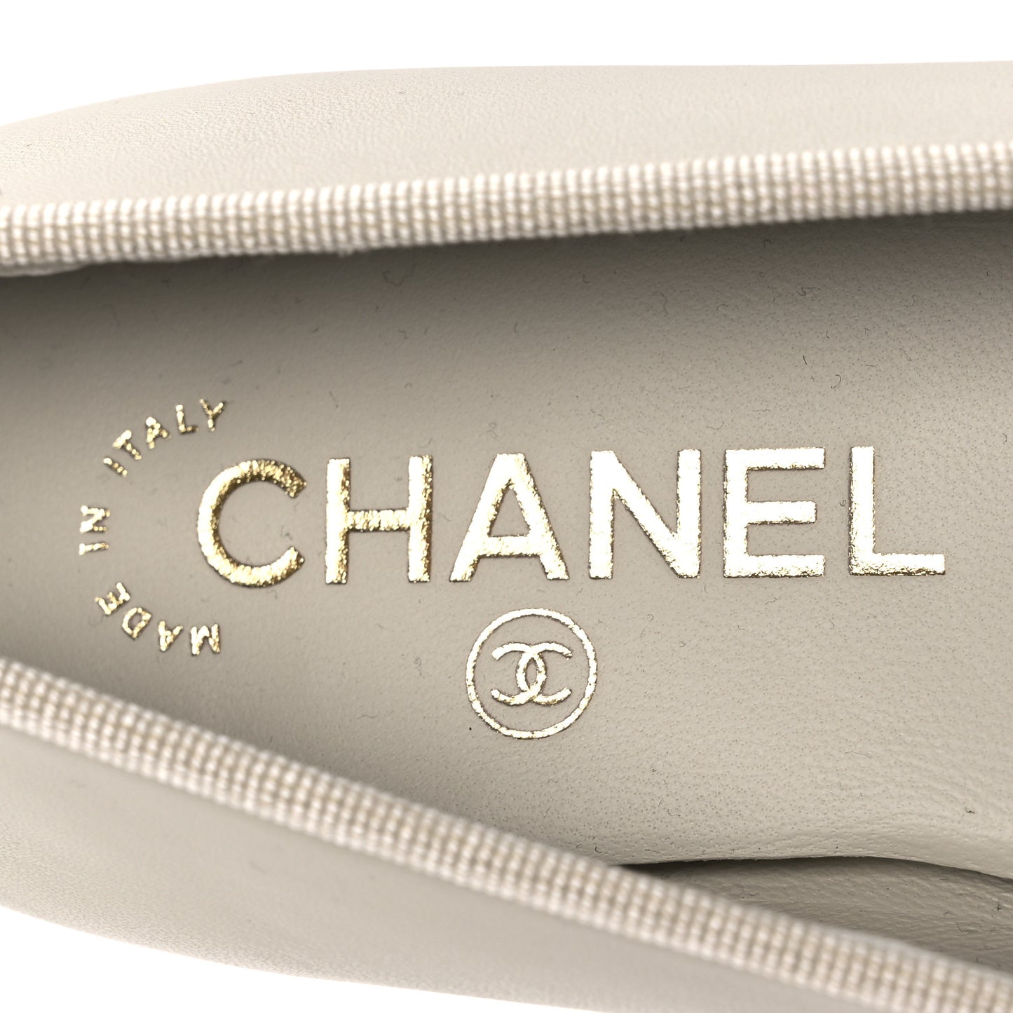 Lambskin Cap Toe CC Ballerina Flats 37.5 Light Gray Dark Gray
