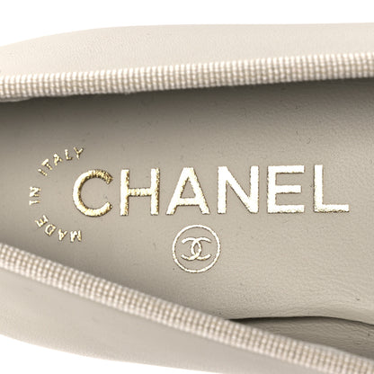 Chanel Lambskin Cap Toe CC Ballerina Flats 37.5 Light Gray Dark Gray 9 of 11