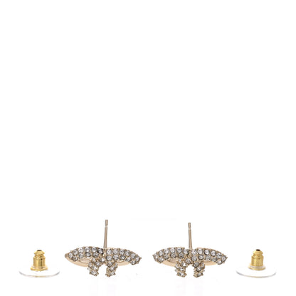 Chanel Metal Crystal Bead CC Earrings Gold 3 of 5