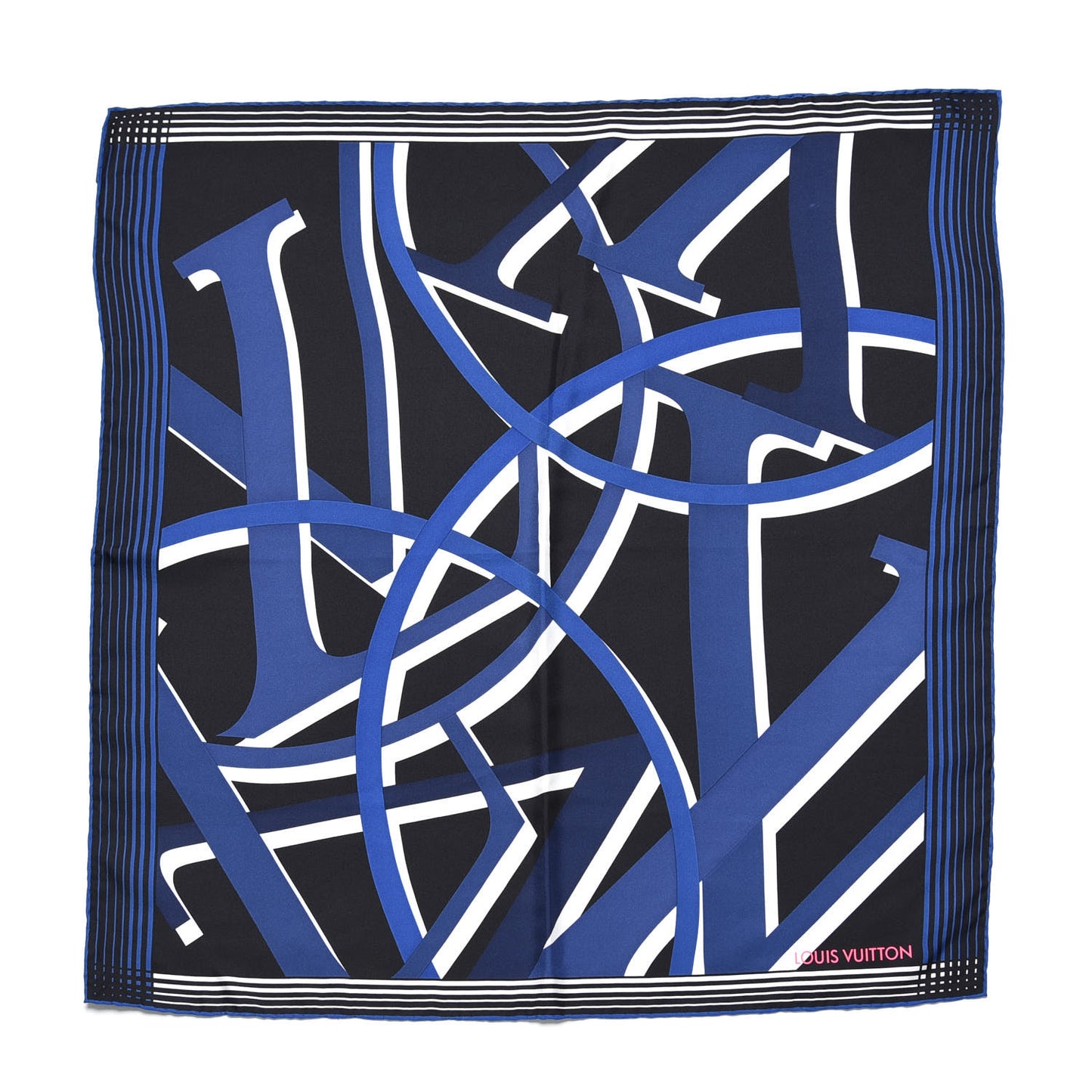 Silk Square Scarf Black Blue