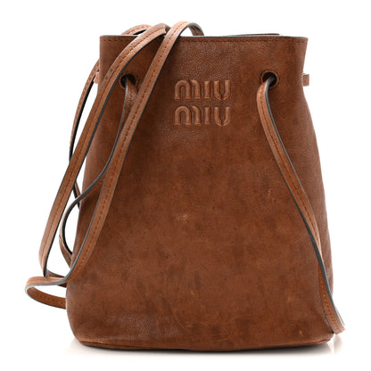 Miu Miu Distressed Nappa Pouch Oak 1 of 10