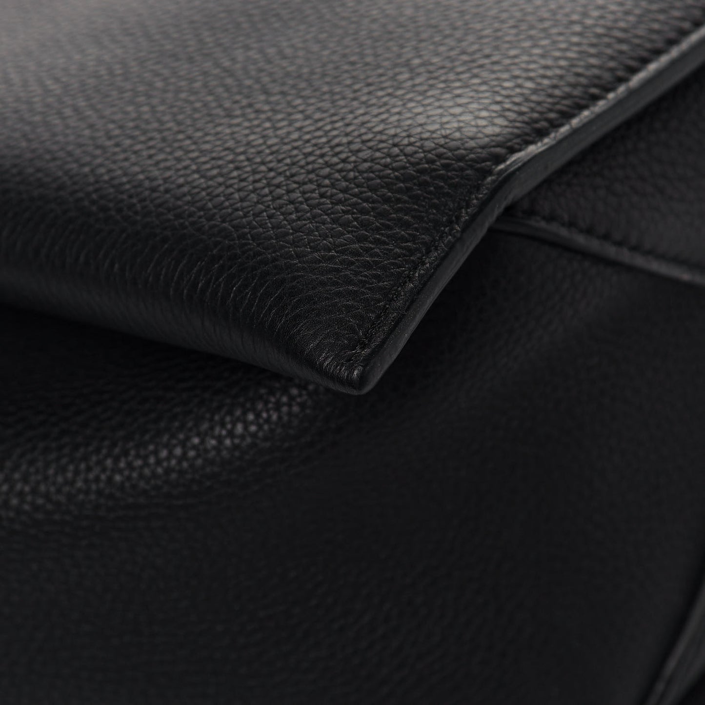 Baby Grained Calfskin Medium Tri-Fold Bag Black