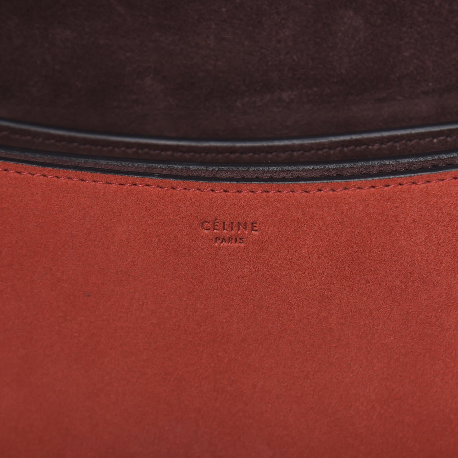Celine Smooth Calfskin Suede Diamond Shoulder Bag Red 6 of 12