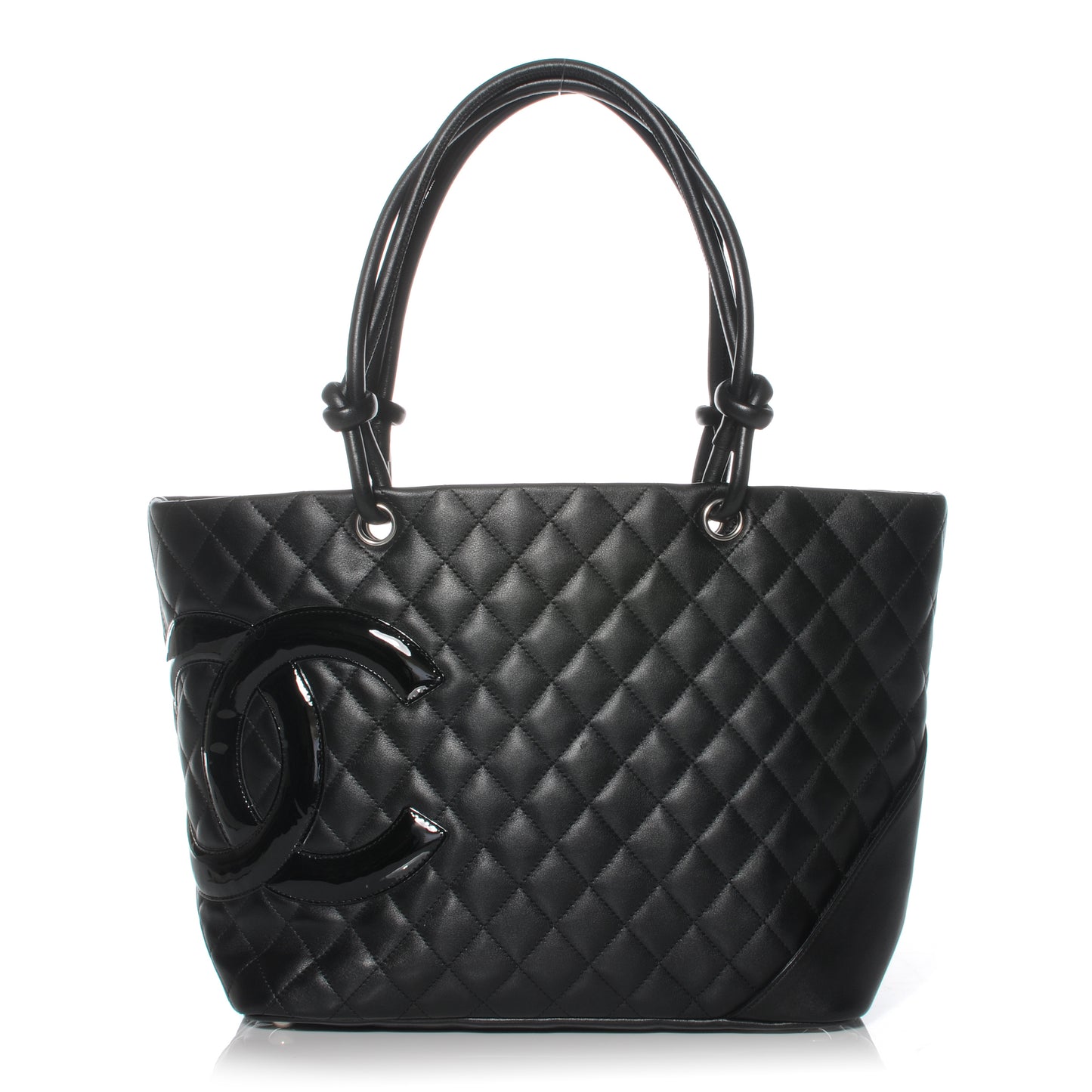 Calfskin Quilted Large Cambon Tote Black
