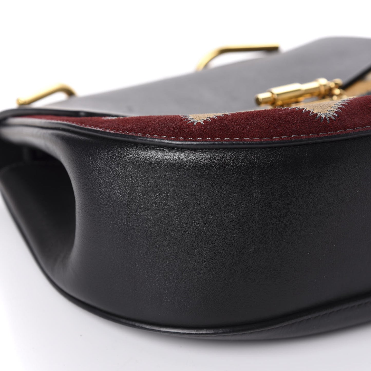 Suede Calfskin Wonder Woman Patchwork Drew Shoulder Bag Black