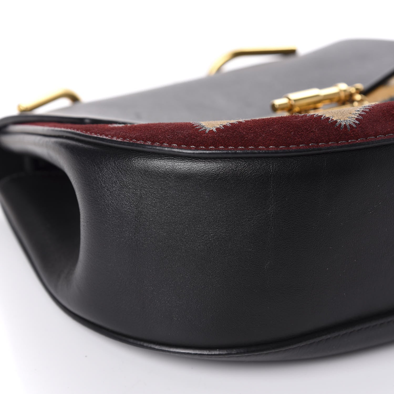 Chloe Suede Calfskin Wonder Woman Patchwork Drew Shoulder Bag Black 6 of 10