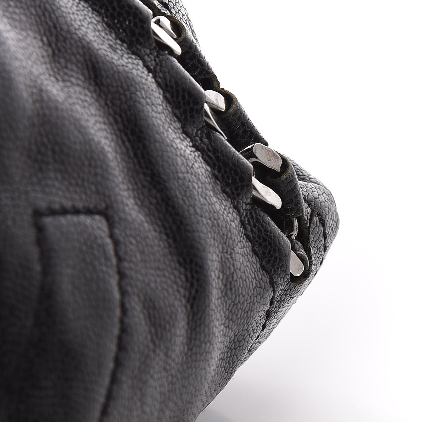 Glazed Calfskin Large Modern Chain Tote Black