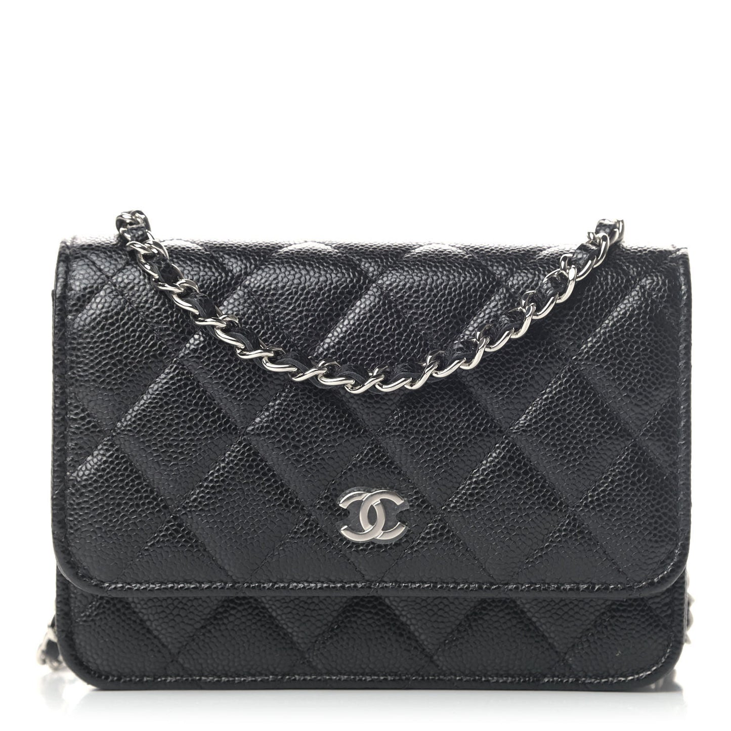 Caviar Quilted Mini Wallet On Chain WOC Black