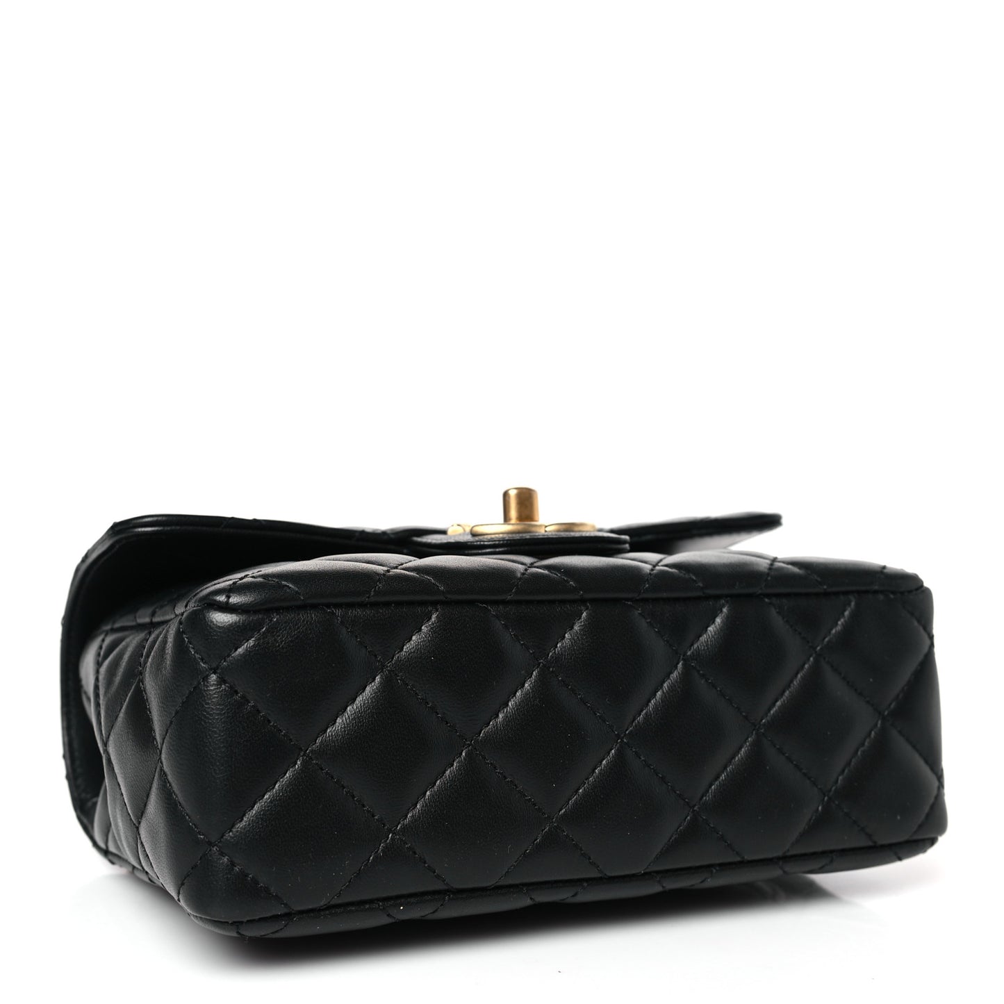 Lambskin Enamel Quilted Mini Flap Black