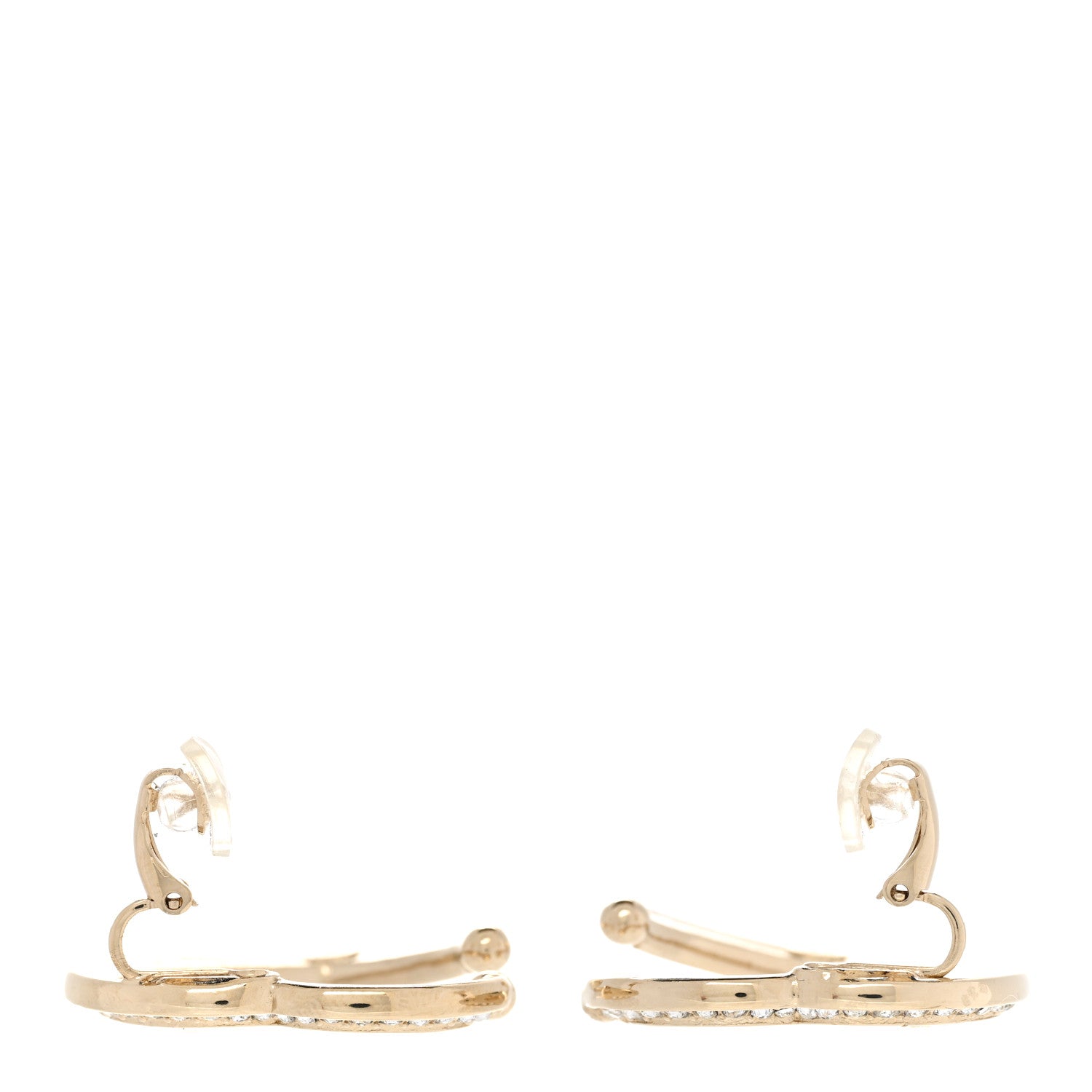 Chanel Metal Crystal CC Large Open Heart Earrings Gold 3 of 4