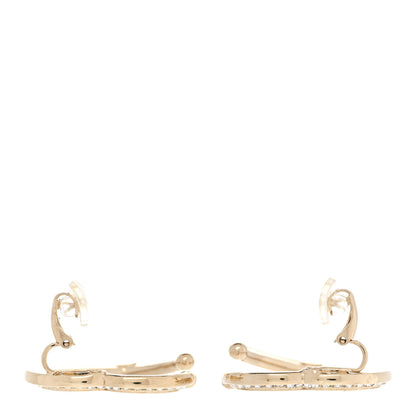 Chanel Metal Crystal CC Large Open Heart Earrings Gold 3 of 4