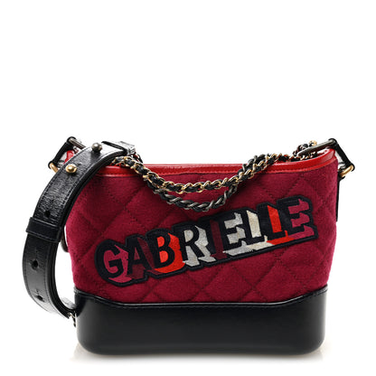 Chanel Wool Calfskin Quilted Small Gabrielle Hobo Red 1 of 10