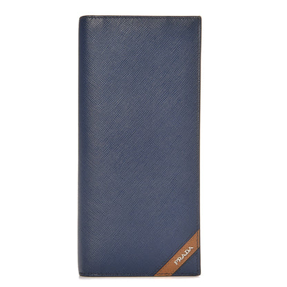 Prada Saffiano Long Wallet Bluette Caramel 1 of 9
