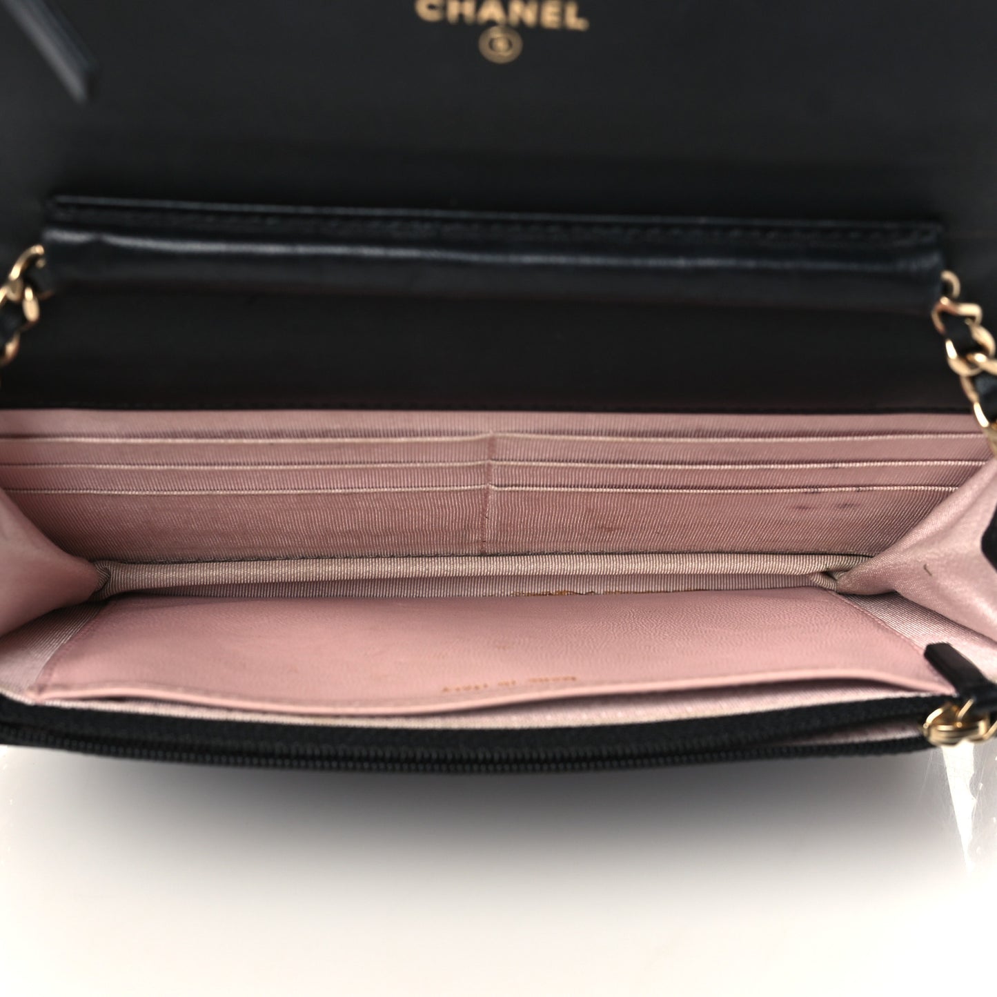 Lambskin Micro Quilted Wallet On Chain WOC Black