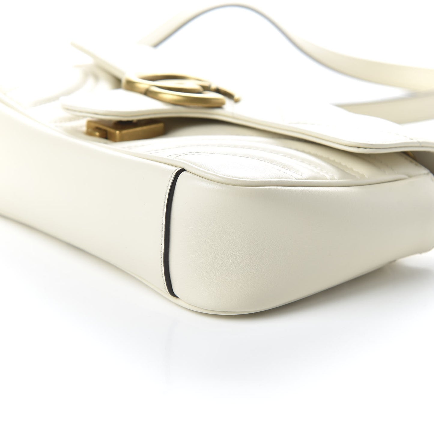 Calfskin Matelasse Mini GG Marmont Shoulder Bag White
