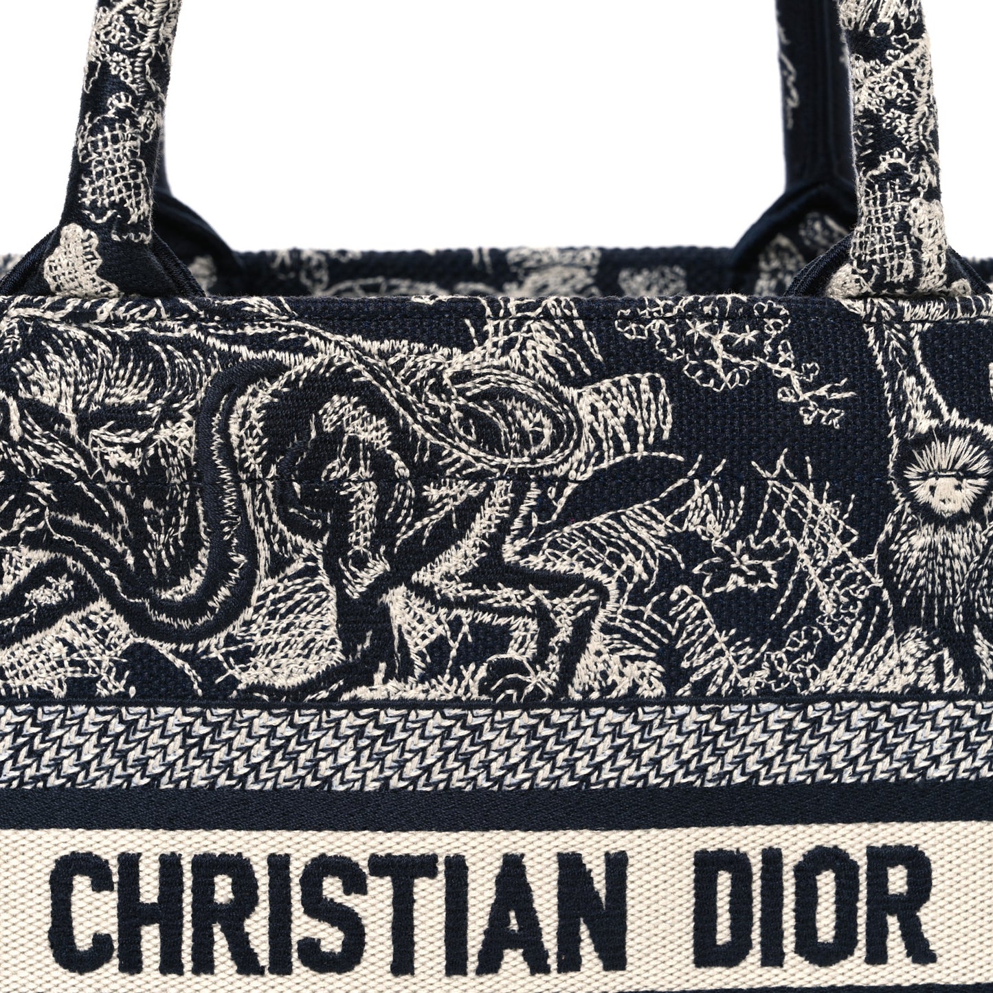 Canvas Embroidered Small Dioriviera Toile De Jouy Book Tote Blue