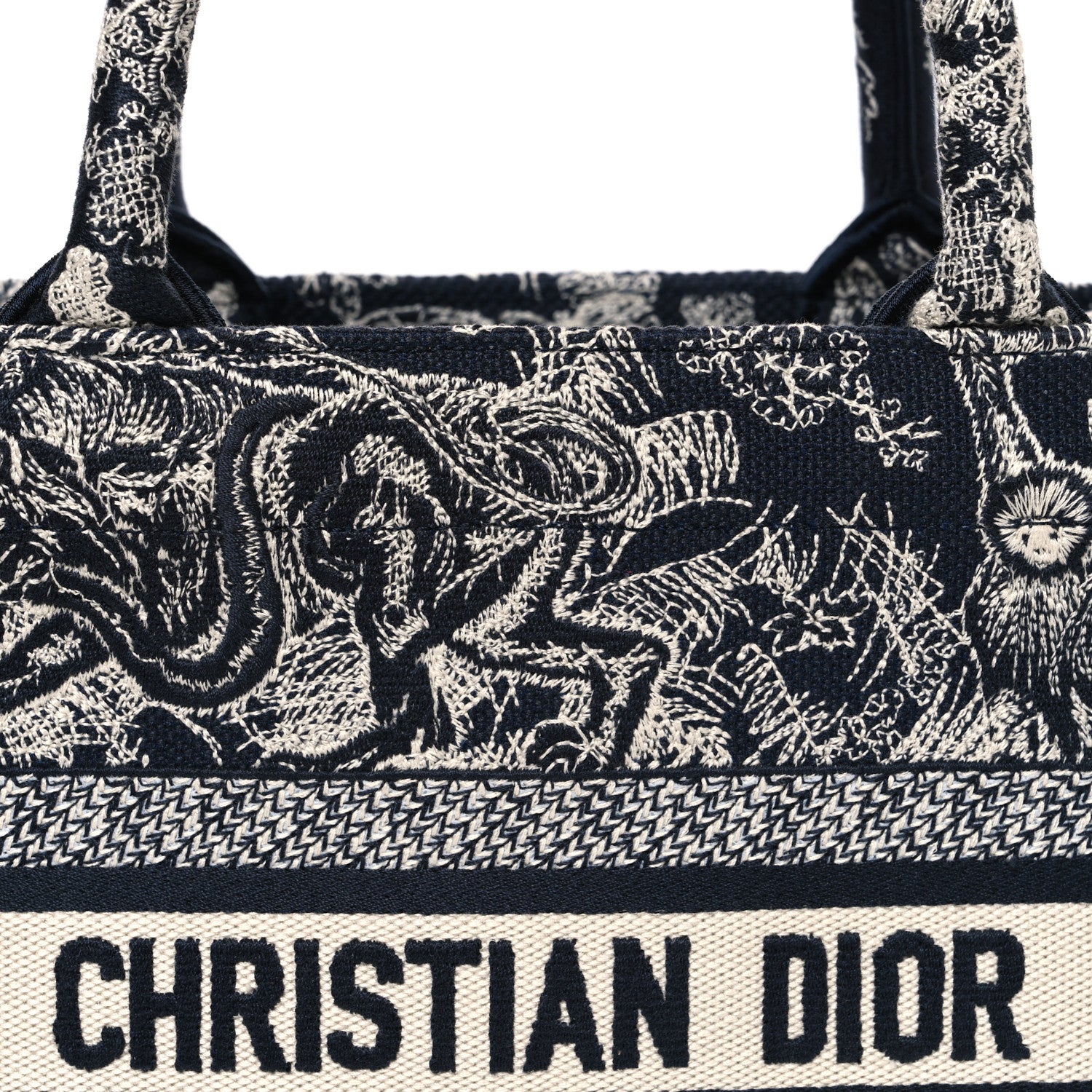 Christian Dior Canvas Embroidered Small Dioriviera Toile De Jouy Book Tote Blue 7 of 9