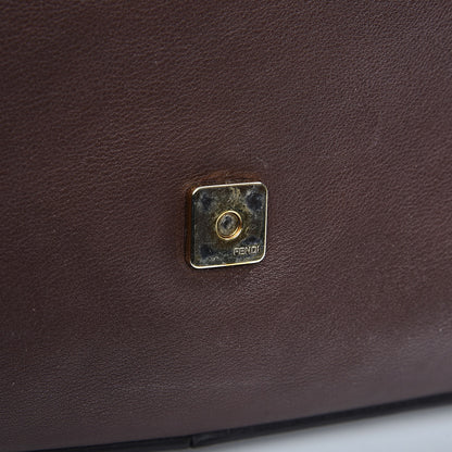 Fendi Vitello Flamingo Enamel Big Forever Mama Baguette Brown 8 of 9