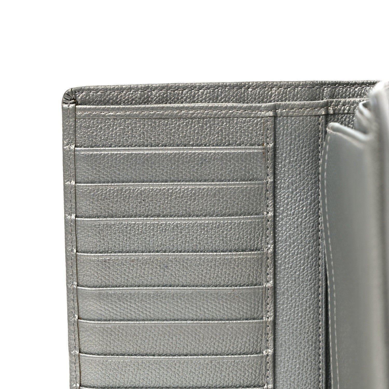 Chanel Grained Calfskin CC Button Yen Wallet Silver 7 of 7