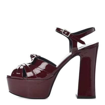 Saint Laurent Vitello Vernice Soft Candy 80 Platform Sandals 38 Rouge Legion 1 of 9