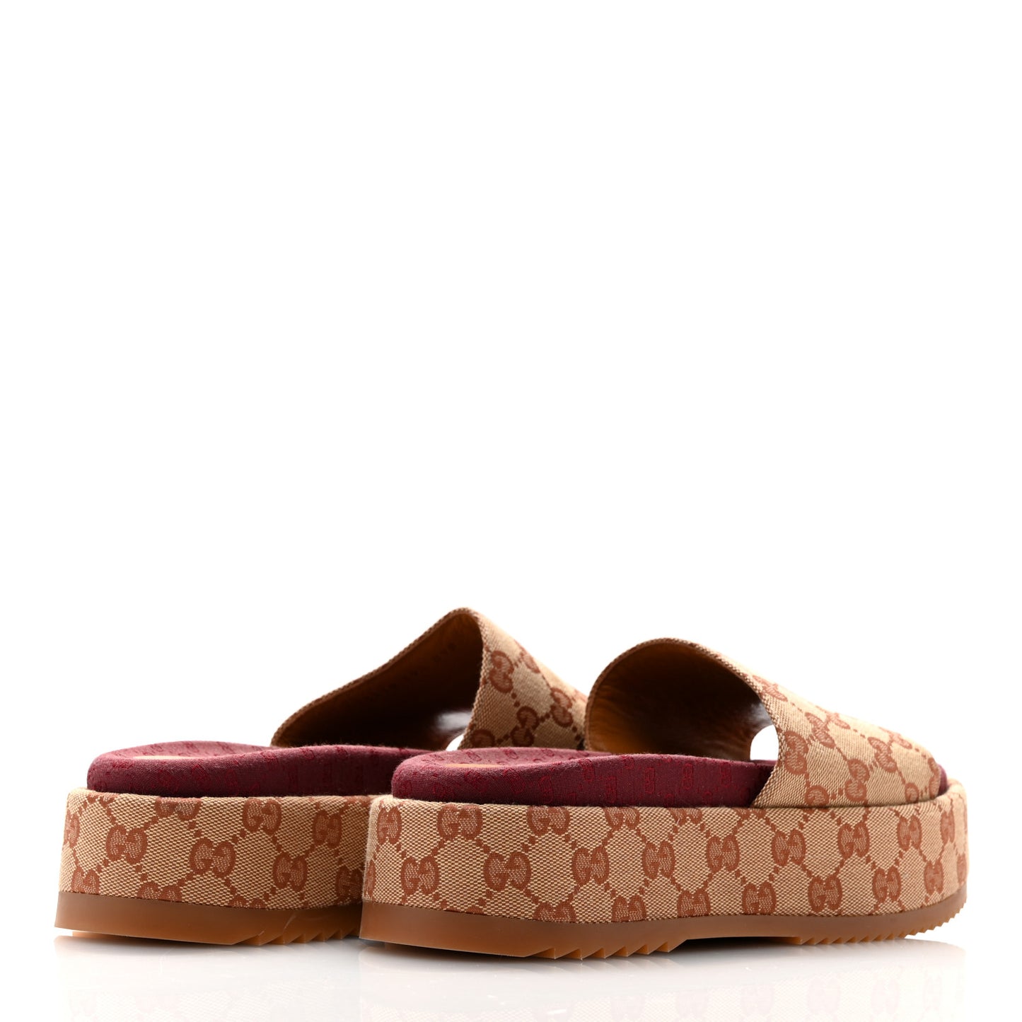 Canvas GG Monogram Angelina Platform Slide Sandals 39.5 Beige Ruggine