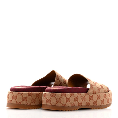Gucci Canvas GG Monogram Angelina Platform Slide Sandals 39.5 Beige Ruggine 5 of 9