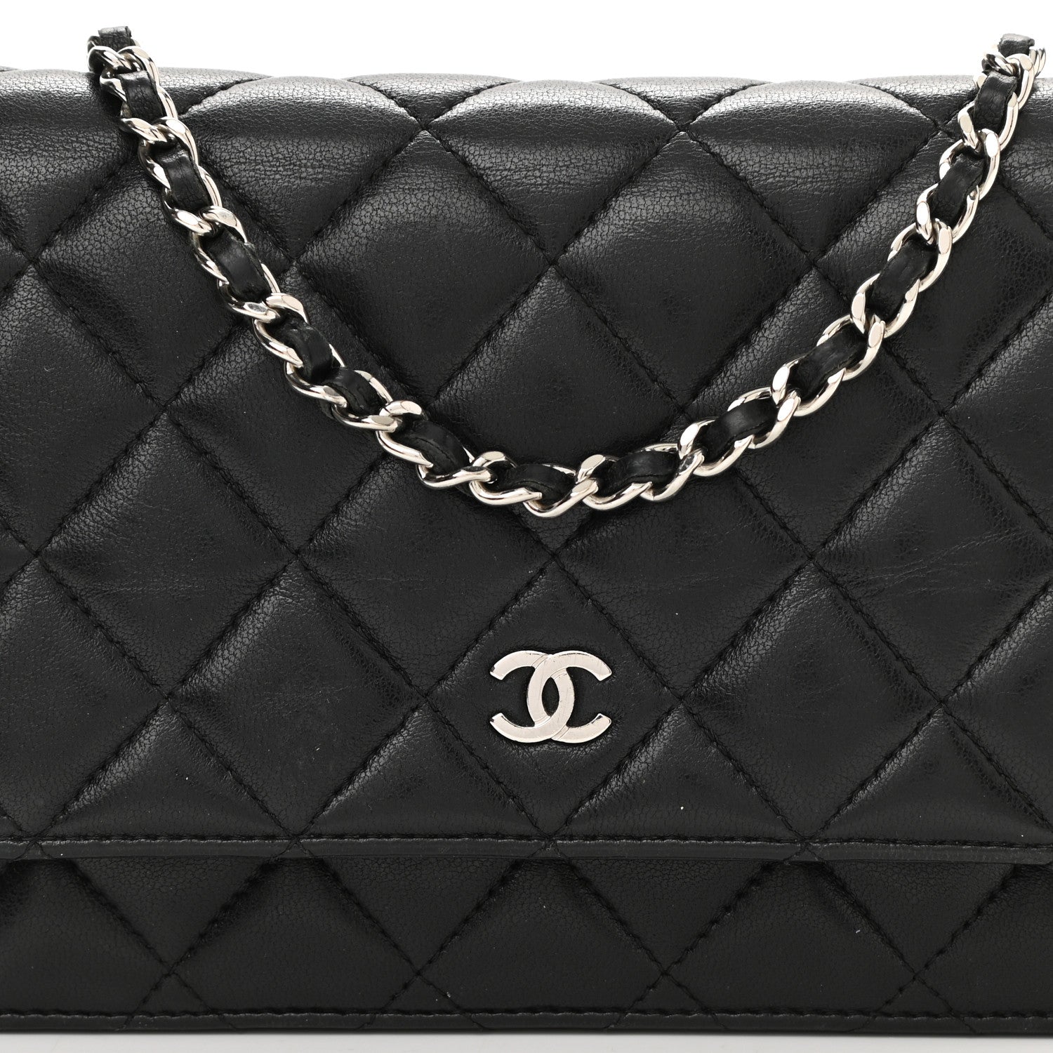 Chanel Lambskin Quilted Wallet On Chain WOC Black 9 of 11